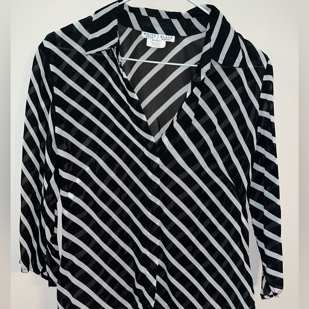 White House Black Market sheer striped blouse